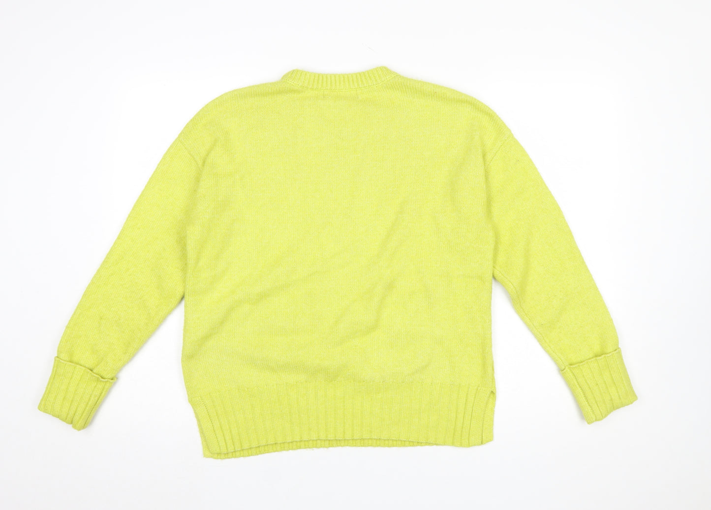 Marks and Spencer Women's Yellow Cable-Knit Crew Neck Jumper M