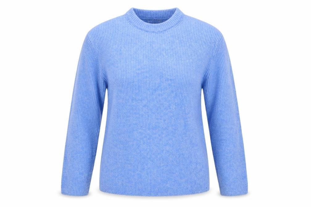 Front view of Zara Women Blue Ribbed Knit Long Sleeve jumper, size L