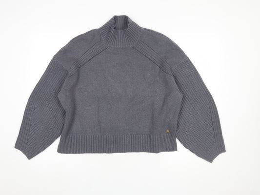 River Island Women’s Grey High Neck Chunky Knit Pullover Jumper M