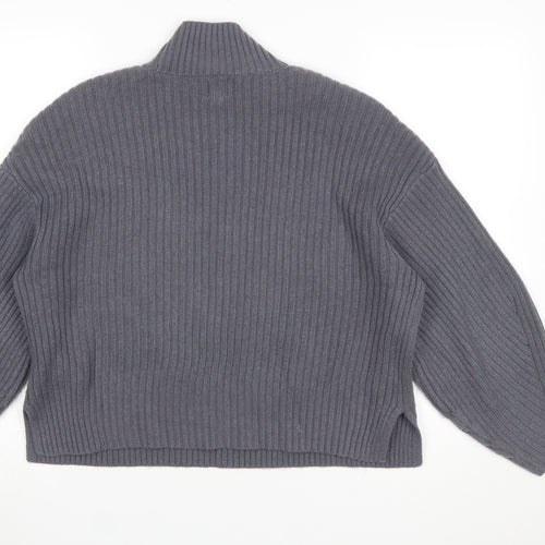 River Island Women’s Grey High Neck Chunky Knit Pullover Jumper M