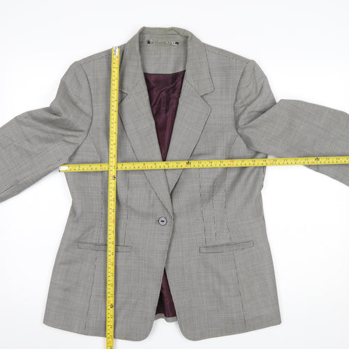 Austin Reed Women's Grey Wool Houndstooth Blazer Jacket Size 16 Classic Fit