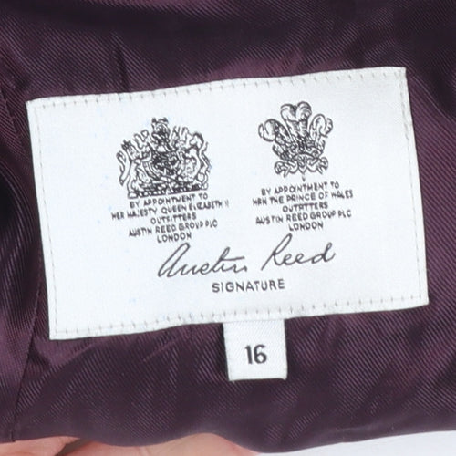 Austin Reed Women's Grey Wool Houndstooth Blazer Jacket Size 16 Classic Fit