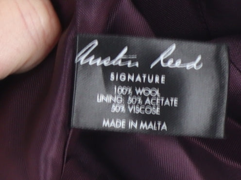 Austin Reed Women's Grey Wool Houndstooth Blazer Jacket Size 16 Classic Fit