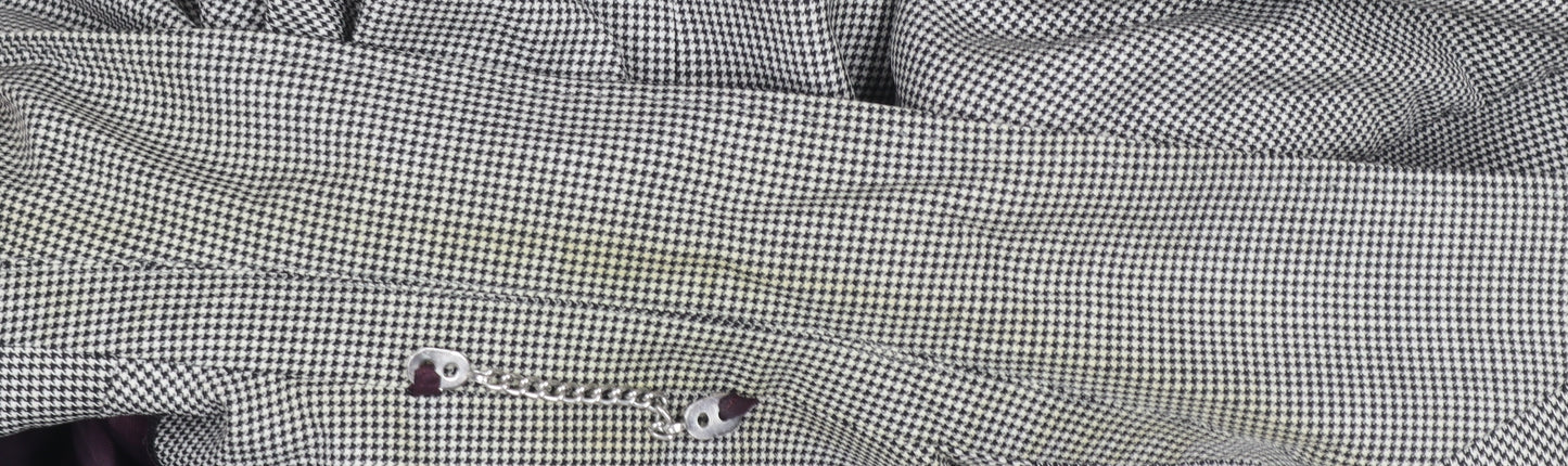 Austin Reed Women's Grey Wool Houndstooth Blazer Jacket Size 16 Classic Fit