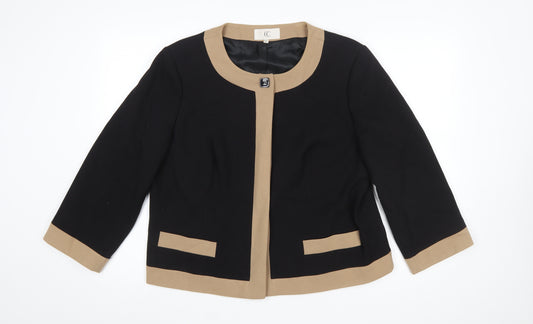 CC Women Black Beige Trim Blazer Jacket Size 18 Classic Lined Workwear
