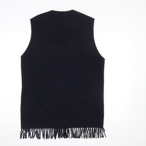Wallis Women's Black Wool Waistcoat Fringe Hem Size 10