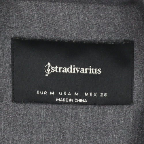 Stradivarius Women Grey Cropped Double-Breasted Blazer Size 12 Tailored