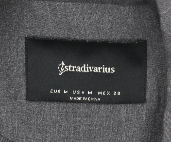 Stradivarius Women Grey Cropped Double-Breasted Blazer Size 12 Tailored