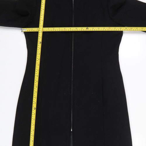 Fiorelli Women Black Wool Blend Long Zip Up Coat S