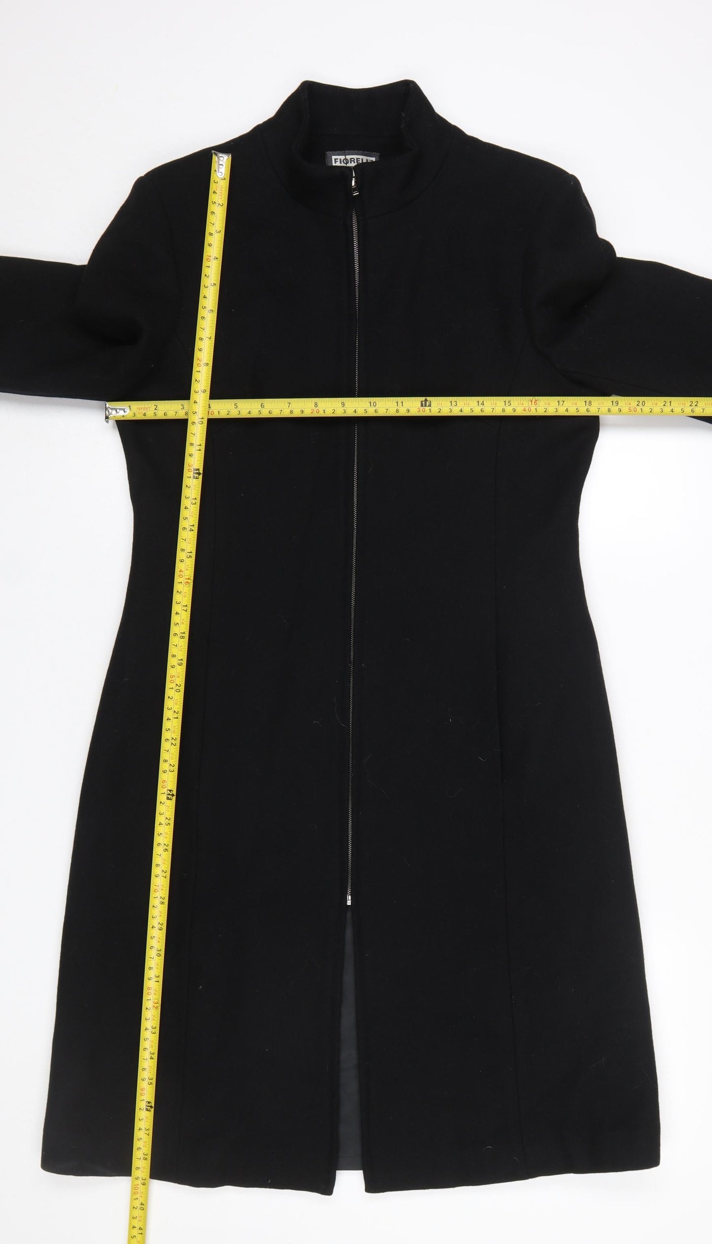 Fiorelli Women Black Wool Blend Long Zip Up Coat S