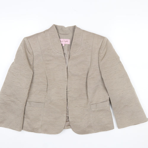 Phase Eight Women’s Beige Striped Shawl Blazer Size 14
