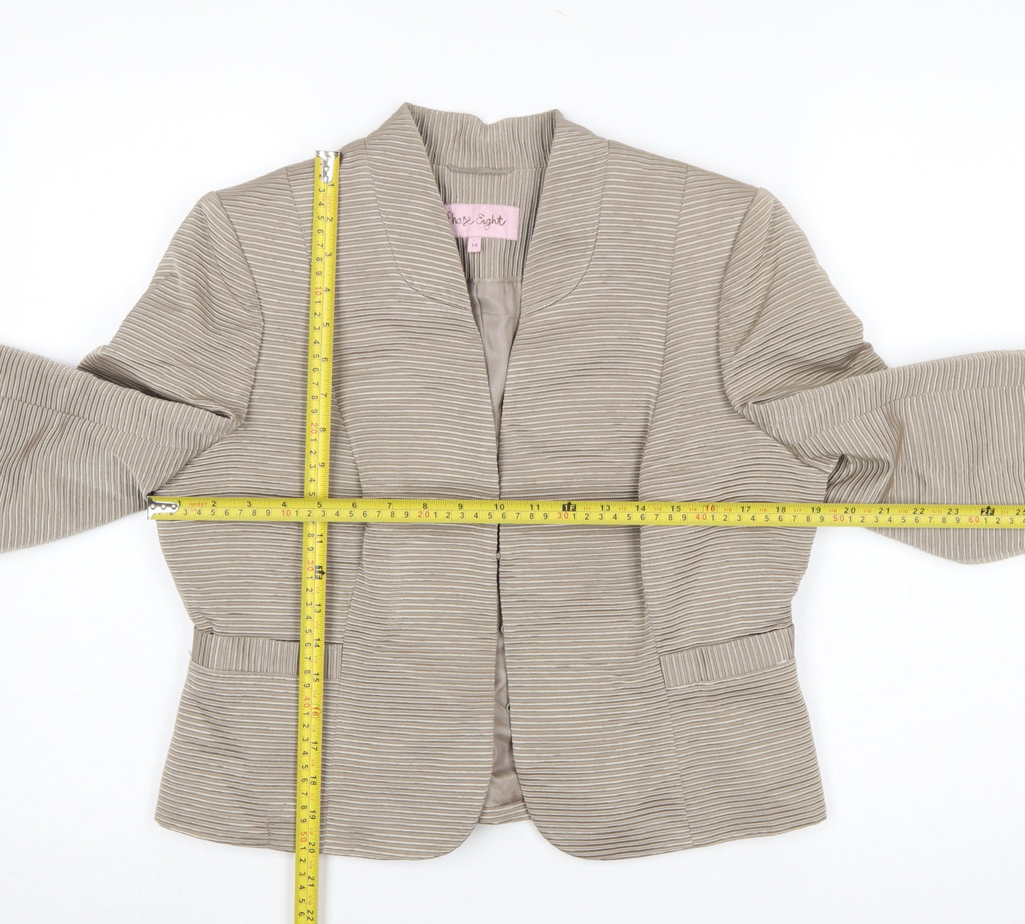 Phase Eight Women’s Beige Striped Shawl Blazer Size 14