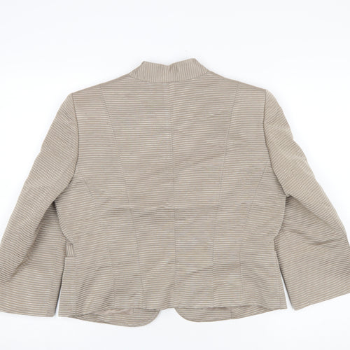 Phase Eight Women’s Beige Striped Shawl Blazer Size 14