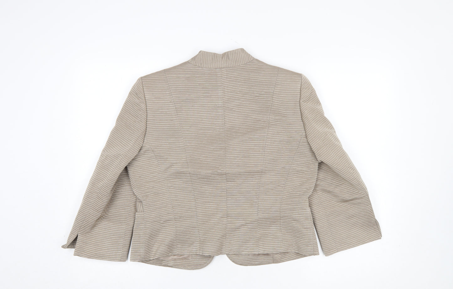 Phase Eight Women’s Beige Striped Shawl Blazer Size 14