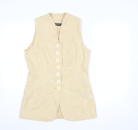 Louis Féraud Women’s Beige Linen Viscose Waistcoat Size 12 Classic Sleeveless