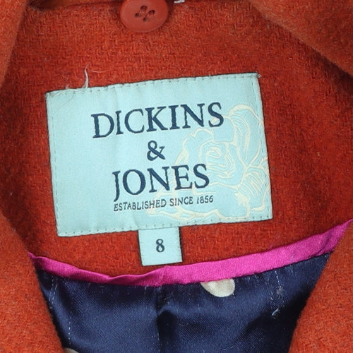 Dickins & Jones Women's Red Wool Mid-Length Overcoat Size 8