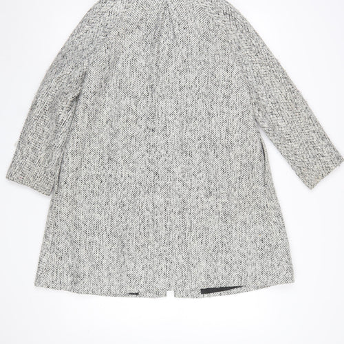 John Lewis Girls Grey Tweed Mid-Length Coat Age 11 Fur Collar Buttoned