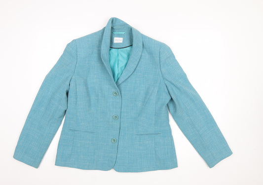 Eastex Women's Blue Linen Blend Two-Button Suit Jacket Size 12