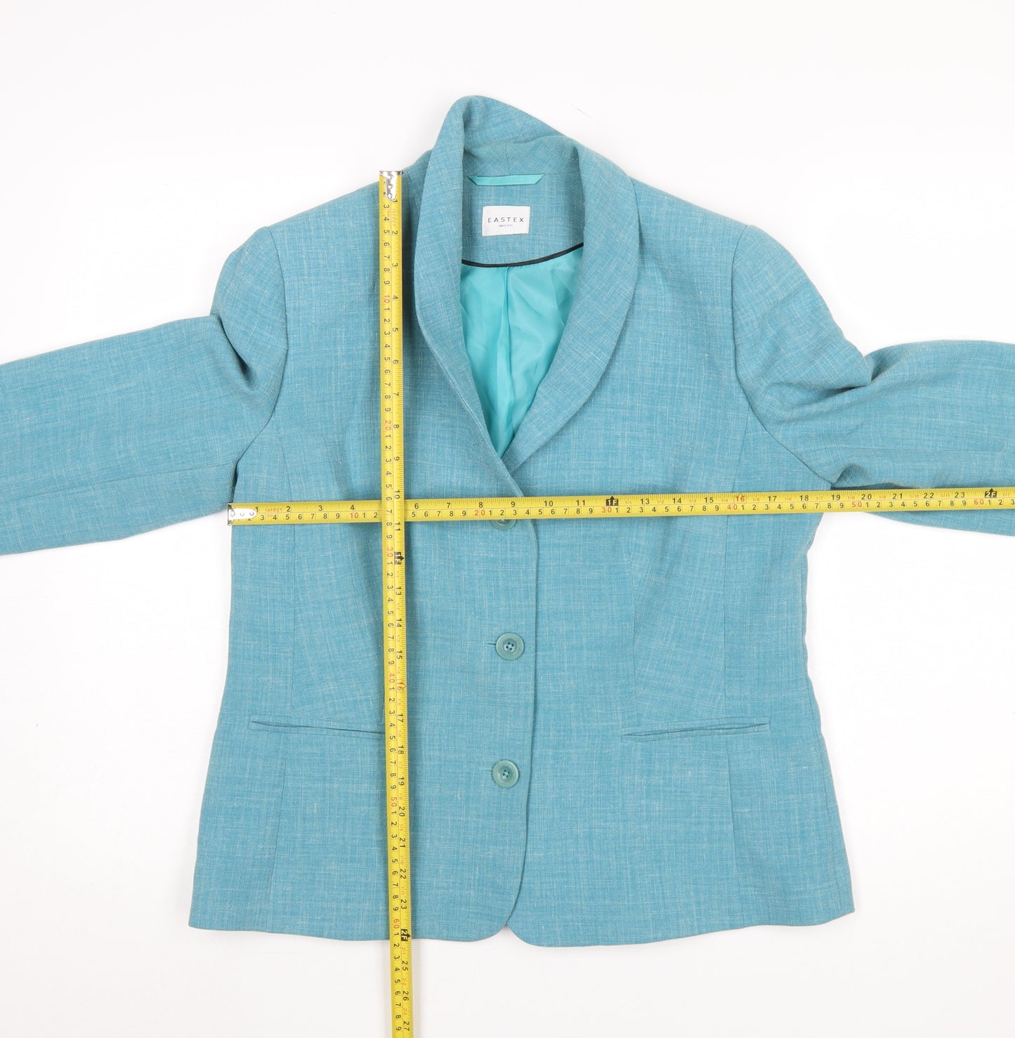 Eastex Women's Blue Linen Blend Two-Button Suit Jacket Size 12