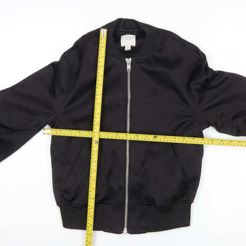 H&M Womens Black Bomber Jacket XS Lightweight Casual Zip Up