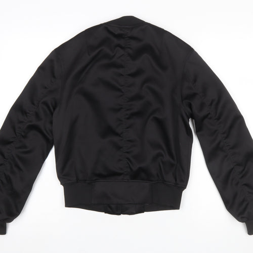 H&M Womens Black Bomber Jacket XS Lightweight Casual Zip Up