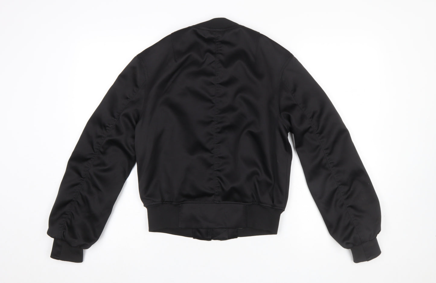 H&M Womens Black Bomber Jacket XS Lightweight Casual Zip Up