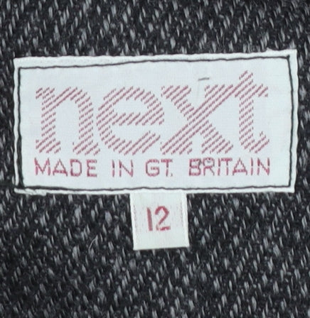 Next Women's Grey Wool Blend Leather Trim Long Overcoat Size 12