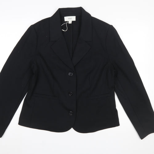 Marks and Spencer Women's Black Size 14 Classic Single-Breasted Suit Jacket