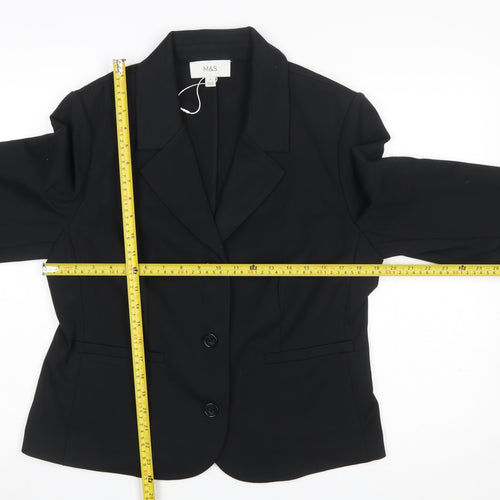 Marks and Spencer Women's Black Size 14 Classic Single-Breasted Suit Jacket