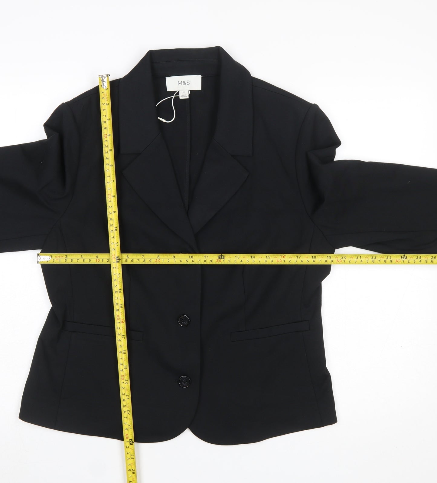 Marks and Spencer Women's Black Size 14 Classic Single-Breasted Suit Jacket