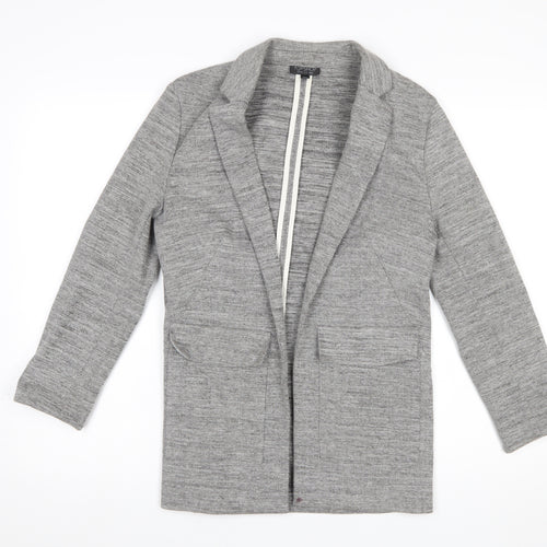 Topshop Womens Grey Cotton Blend Blazer Jacket UK 6 Regular Fit