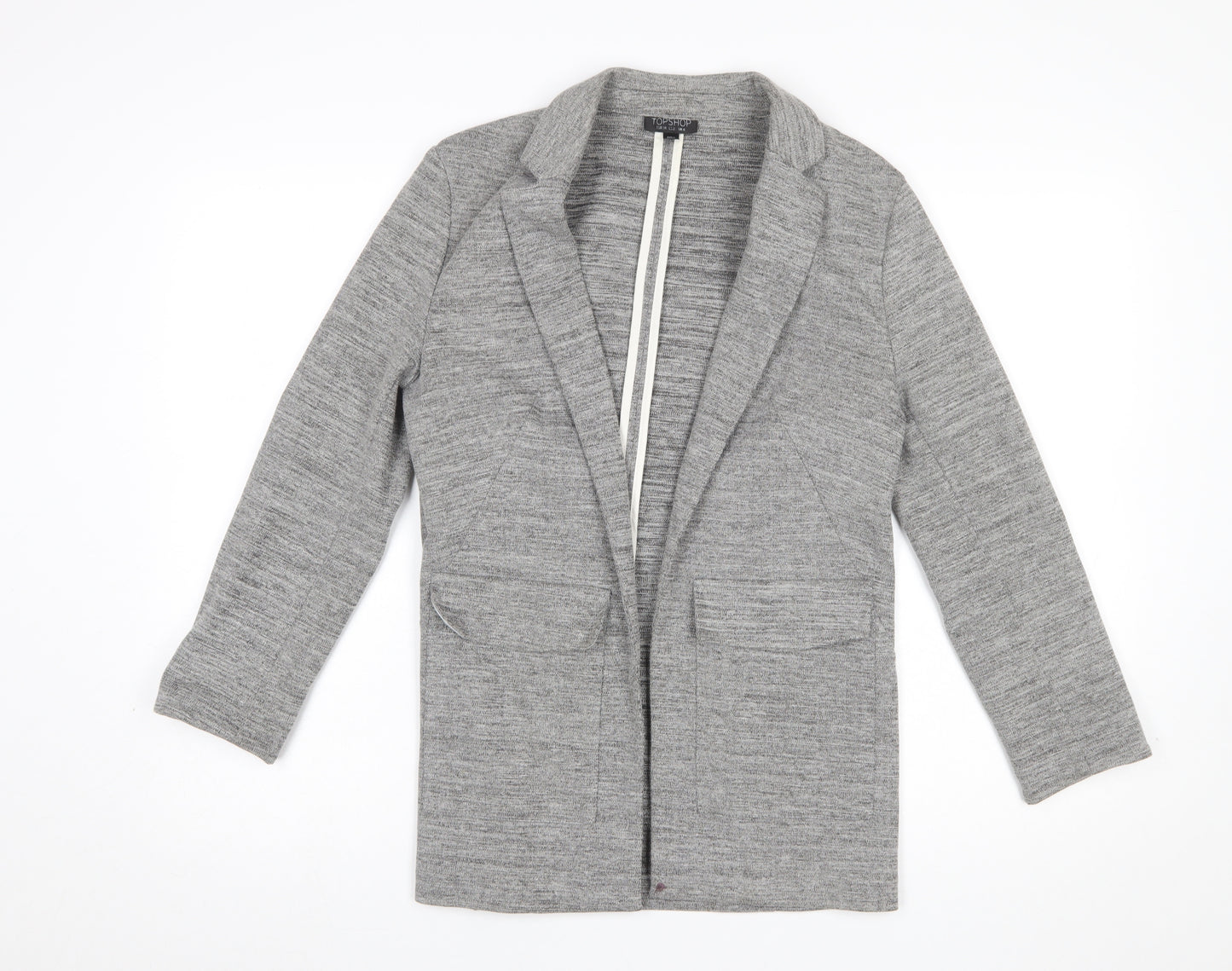 Topshop Womens Grey Cotton Blend Blazer Jacket UK 6 Regular Fit