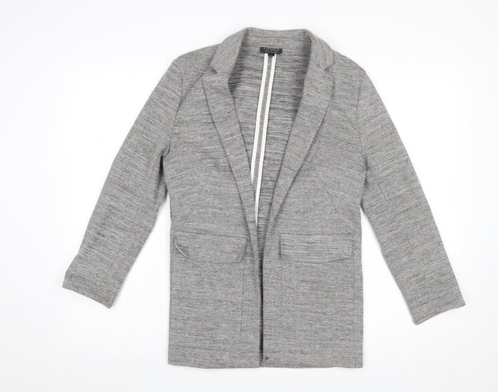 Topshop Womens Grey Cotton Blend Blazer Jacket UK 6 Regular Fit