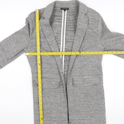 Topshop Womens Grey Cotton Blend Blazer Jacket UK 6 Regular Fit