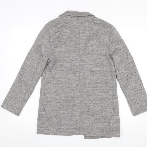 Topshop Womens Grey Cotton Blend Blazer Jacket UK 6 Regular Fit