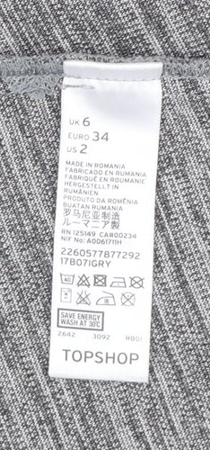 Topshop Womens Grey Cotton Blend Blazer Jacket UK 6 Regular Fit