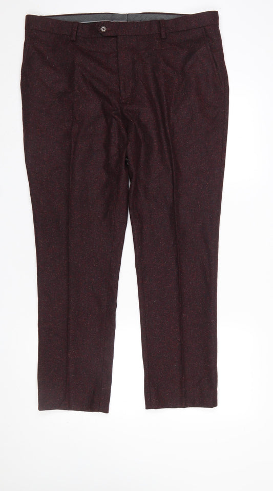 Next Men’s Brown Wool Blend Formal Dress Trousers Size 36R