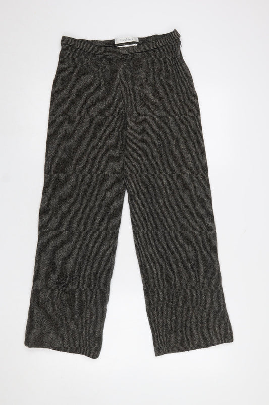 MaxMara Women’s Grey Wool Tweed Straight Trousers Size 12