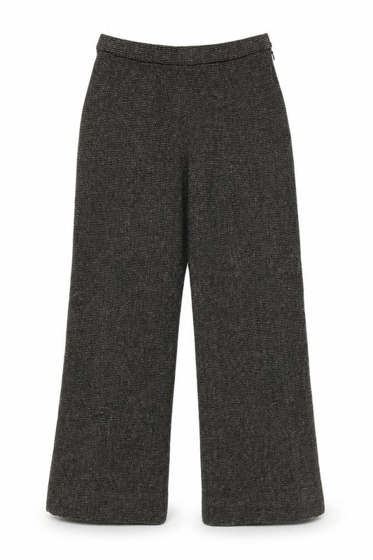 Front view of MaxMara Women’s Grey Wool Tweed Straight Trousers, size UK 12