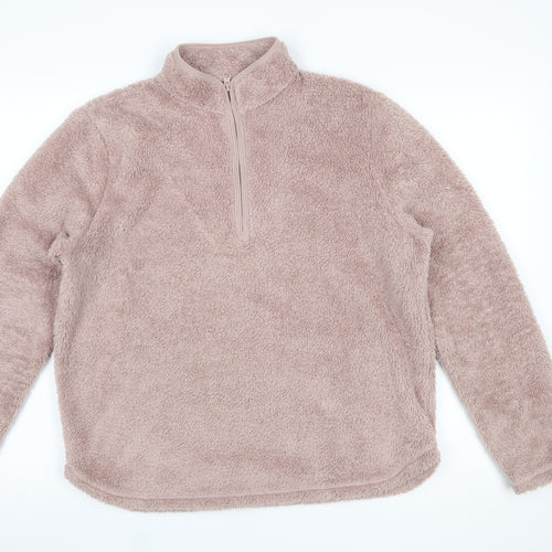 H&M Women's Beige 1/2 Zip Fleece Pullover Sweatshirt Size M