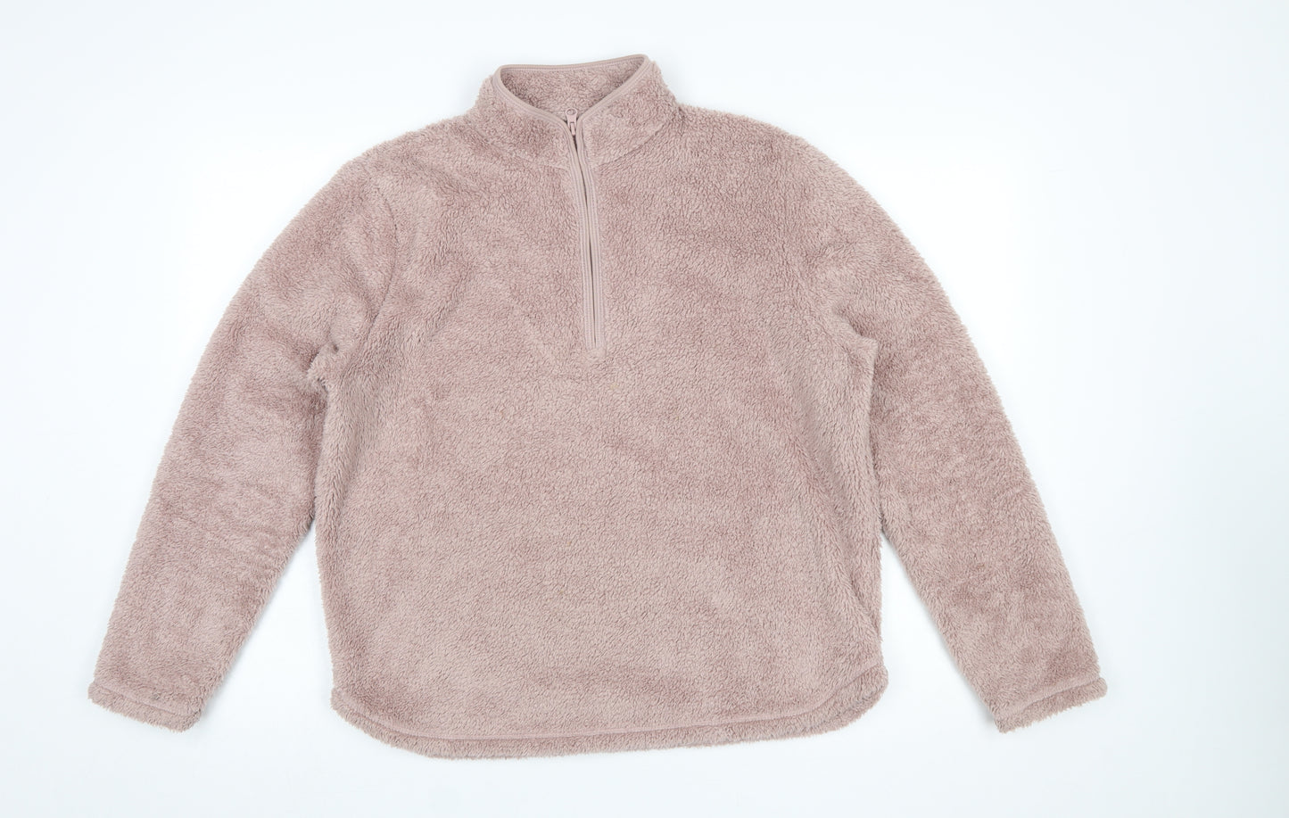 H&M Women's Beige 1/2 Zip Fleece Pullover Sweatshirt Size M