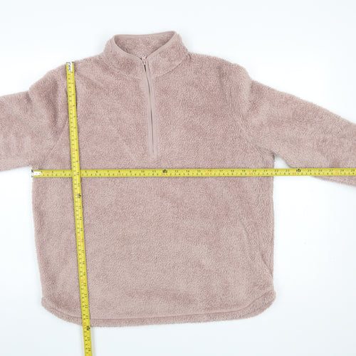 H&M Women's Beige 1/2 Zip Fleece Pullover Sweatshirt Size M
