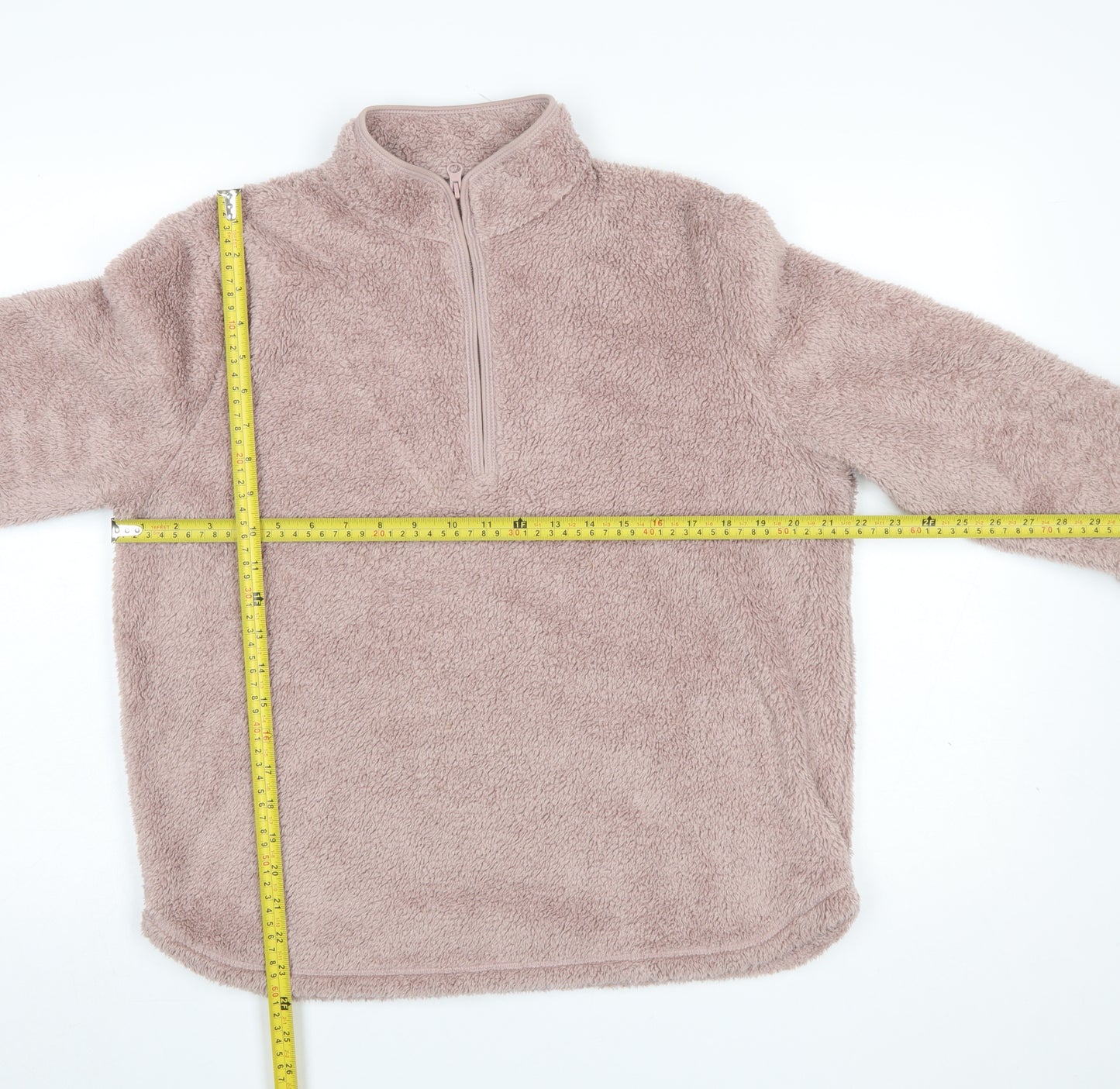 H&M Women's Beige 1/2 Zip Fleece Pullover Sweatshirt Size M