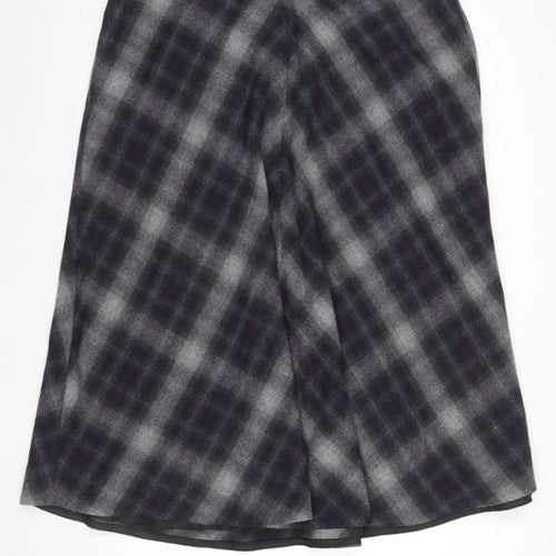 Marks and Spencer Women Grey Checked Wool Blend Midi Skirt UK 20