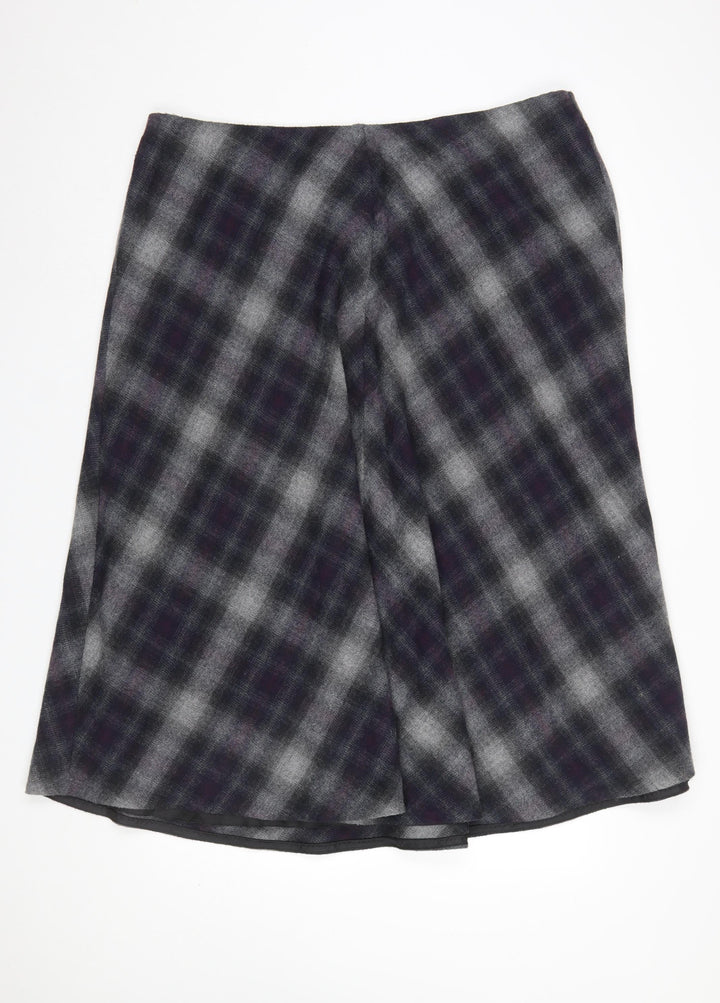 Marks and Spencer Women Grey Checked Wool Blend Midi Skirt UK 20