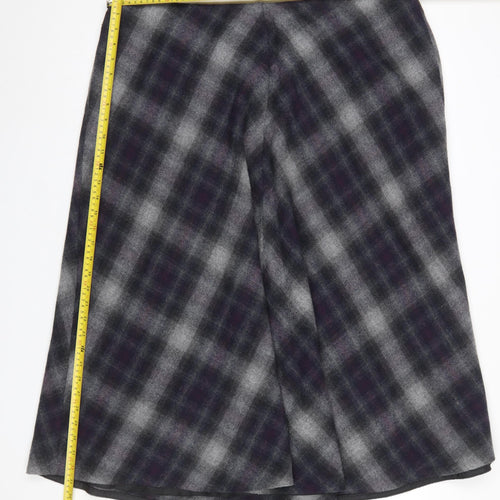 Marks and Spencer Women Grey Checked Wool Blend Midi Skirt UK 20