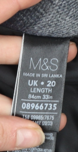 Marks and Spencer Women Grey Checked Wool Blend Midi Skirt UK 20