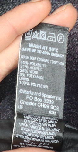 Marks and Spencer Women Grey Checked Wool Blend Midi Skirt UK 20