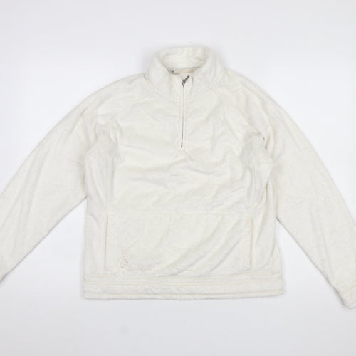 Weird Fish Women Ivory Fleece Pullover Sweatshirt M 1/4 Zip Polyester