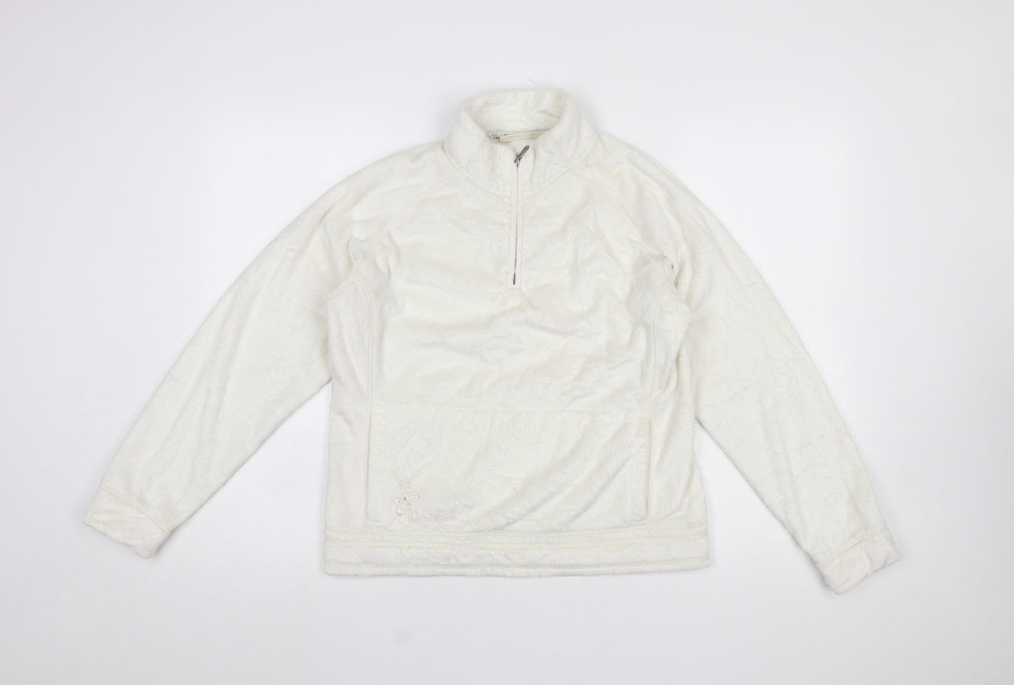 Weird Fish Women Ivory Fleece Pullover Sweatshirt M 1/4 Zip Polyester